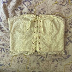 Lace-Up Strapless Yellow Top